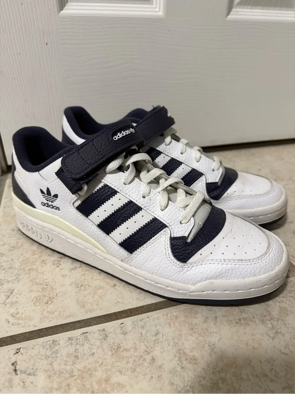 adidas Men’s White and Navy Low-Top Sneakers